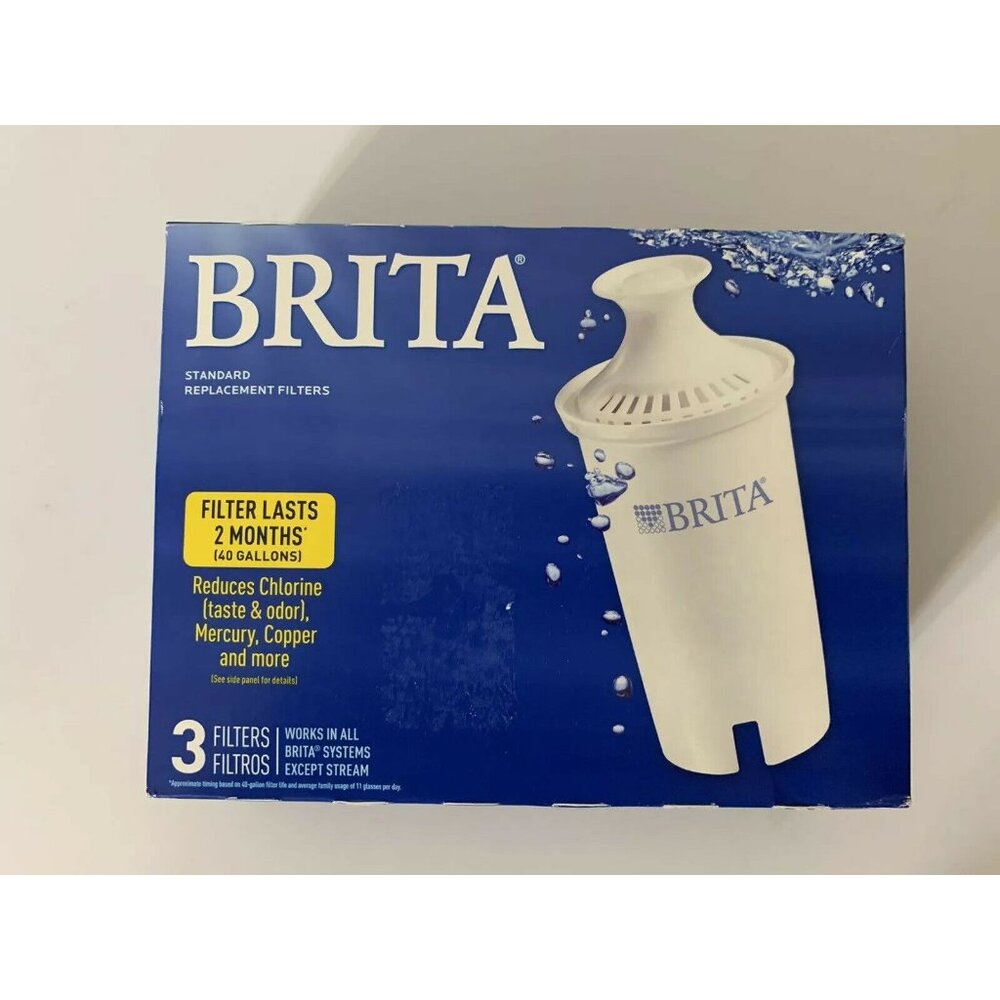 New Brita Standard Replacement Filters For Pitcher Dispensers Bpa Free 3 Count‎